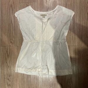 Natural Reflections White Embroidered Boho Peasant Top Women’s Size M Tassels